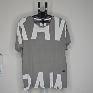 G-Star Gray and White Graphic Tee